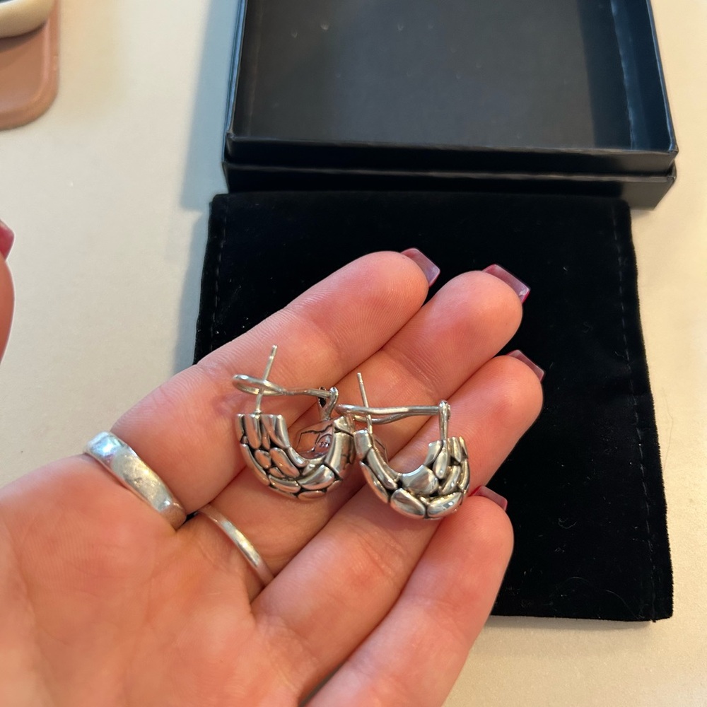 John Hardy Silver Textured Earrings